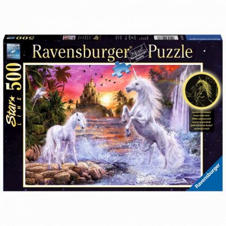 Puzzle Unicorni la rau, Ravensburger, 500 piese starline