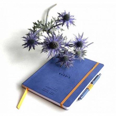 Agenda A5, 96 file, dictando, hardcover, Rhodia Rhodiorama, albastru Sapphire