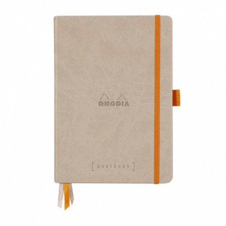 Agenda A5, 120 file, punctat, hardcover, Rhodia Goalbook, bej