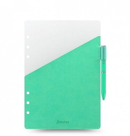 Separator cu buzunar si suport pix pentru organiser si Clipbook A5, Filofax, verde