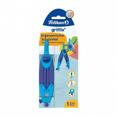 Compas Pelikan Griffix, ergonomic, albastru
