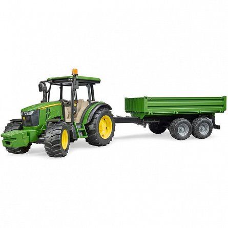Tractor John Deere 5115M cu remorca basculabila, Bruder