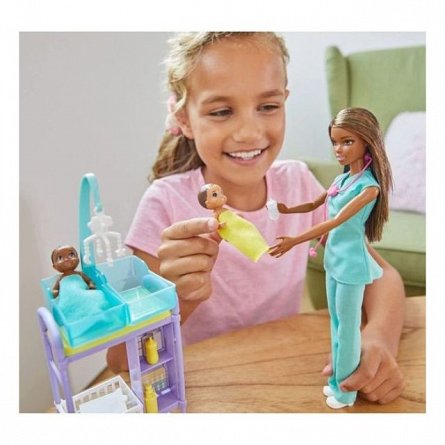 Papusa Barbie You can be - Doctor pediatru, cu 2 bebelusi