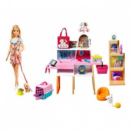 Papusa Barbie Estate - Set mobilier magazin si accesorii