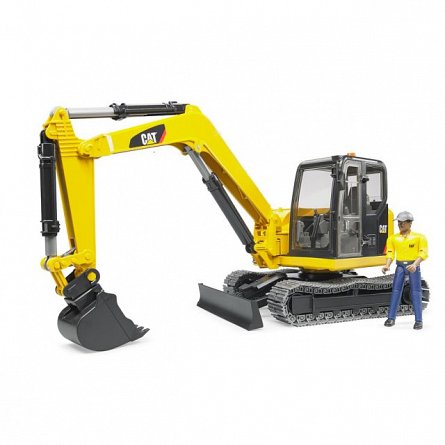 Mini excavator CAT cu muncitor, Bruder