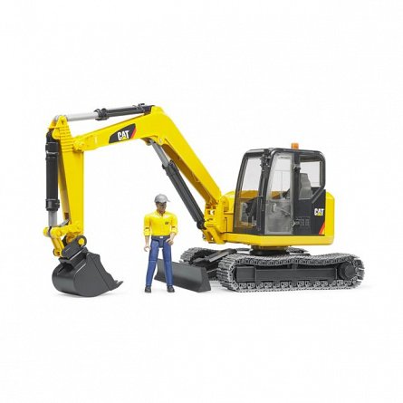 Mini excavator CAT cu muncitor, Bruder