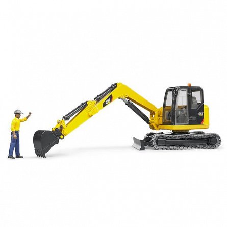 Mini excavator CAT cu muncitor, Bruder