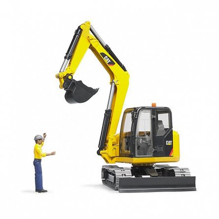 Mini excavator CAT cu muncitor, Bruder