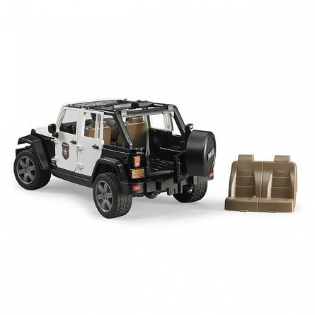 Jeep Wrangler Unlimited Rubicon de politie cu sirena si figurina, Bruder