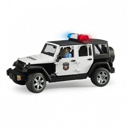 Jeep Wrangler Unlimited Rubicon de politie cu sirena si figurina, Bruder