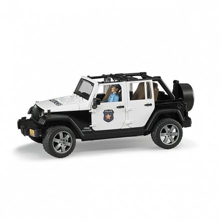 Jeep Wrangler Unlimited Rubicon de politie cu sirena si figurina, Bruder
