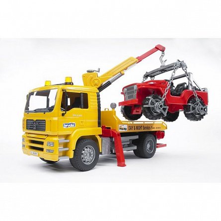 Camion de tractare MAN TGA si vehicul de teren, Bruder