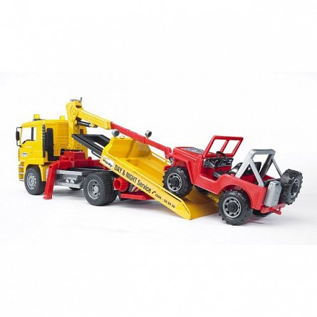 Camion de tractare MAN TGA si vehicul de teren, Bruder