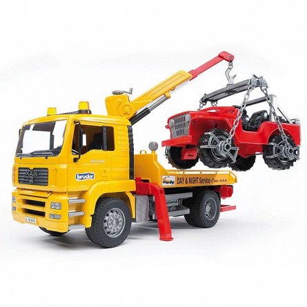 Camion de tractare MAN TGA si vehicul de teren, Bruder