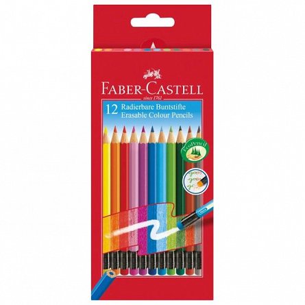 Creioane colorate Faber Castell, set 12 culori, cu radiera