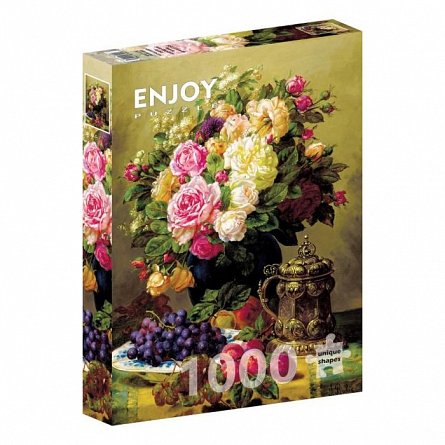 Puzzle Enjoy - Jean-Baptiste Robie: Still Life with Roses, 1000 piese