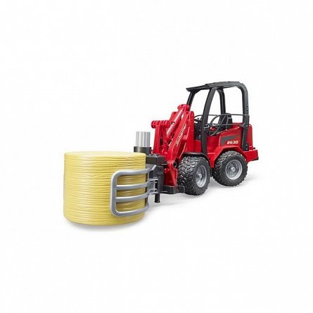 Incarcator compact Schaffer 2630 cu graifer si un balot rotund, Bruder