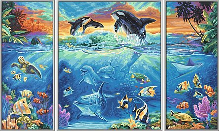 Set pictura pe numere Schipper Triptic - Viata marina, 3 tablouri