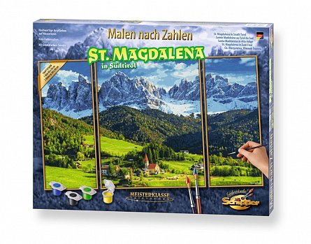 Set pictura pe numere Schipper Triptic - Priveliste alpina in St. Magdalena, 3 tablouri