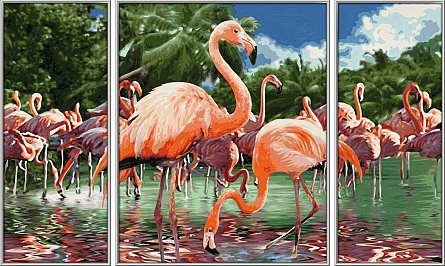 Set pictura pe numere Schipper Triptic - Flamingo, 3 tablouri