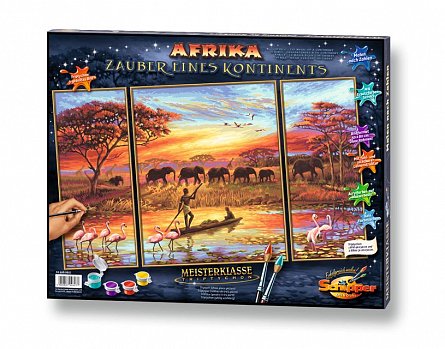 Set pictura pe numere Schipper Triptic - Africa un continent magic, 3 tablouri