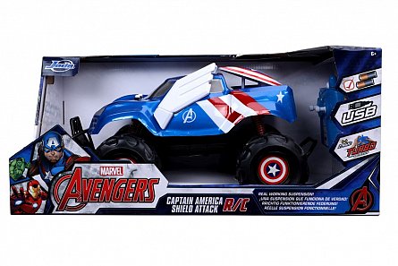 Masinuta cu telecomanda Avengers - Captain America, Shield Attack, 1:14