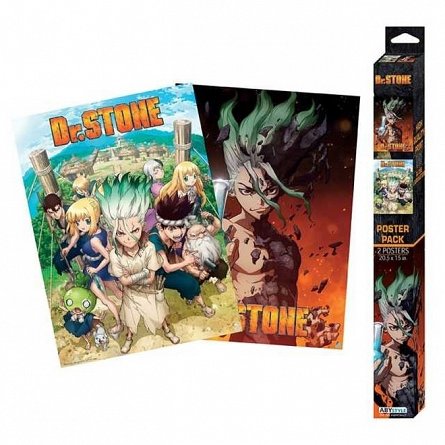 Set 2 Chibi Posters DR STONE, Group and Artwork, 52x38 cm
