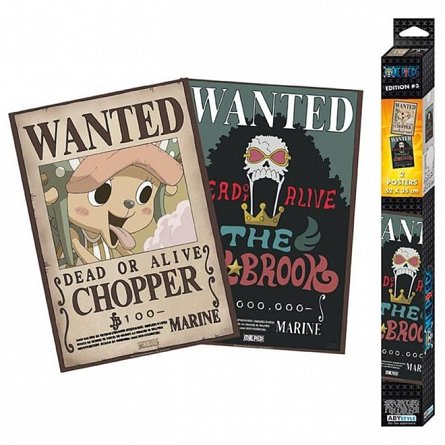 Set 2 Chibi Posters One Piece, Wanted Brook and Chopper, 52x35 cm