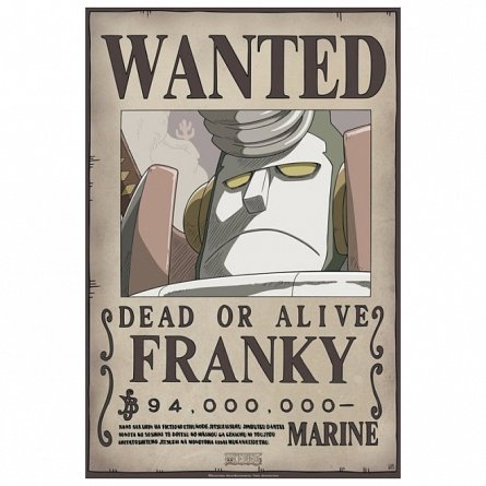 Poster ONE PIECE, Wanted Franky New 52x35 cm