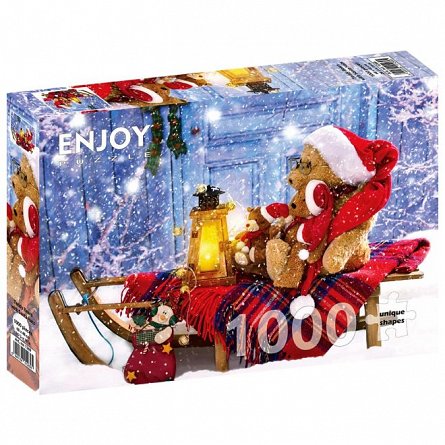 Puzzle Enjoy - Teddy Bears with Santa Hats, 1000 piese