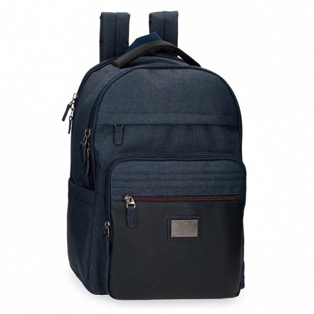 Rucsac laptop Pepe Jeans Britway, 31 x 44 x 15 cm, 2 compartimente, 3 buzunare frontale, USB, albas