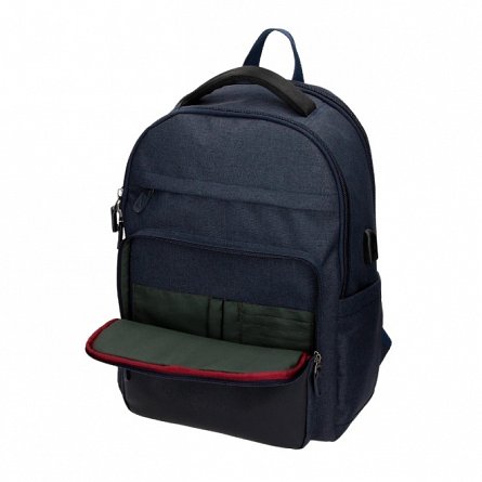 Rucsac laptop Pepe Jeans Britway, 31 x 44 x 15 cm, 2 compartimente, 3 buzunare frontale, USB, albas