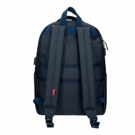 Rucsac laptop Pepe Jeans Britway, 31 x 44 x 15 cm, 2 compartimente, 3 buzunare frontale, USB, albas