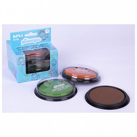 Tusiera pentru stampile Apli, set 3 bucati, maro, portocaliu, verde