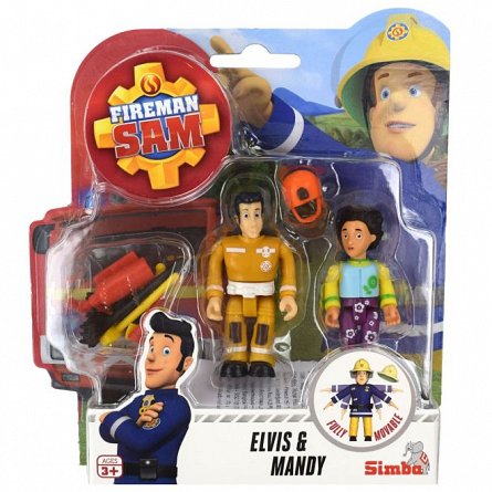 Set figurine Fireman Sam - Elvis si Mandy, cu accesorii