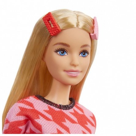 Papusa Barbie Fashionistas - blonda cu tinuta casual roz