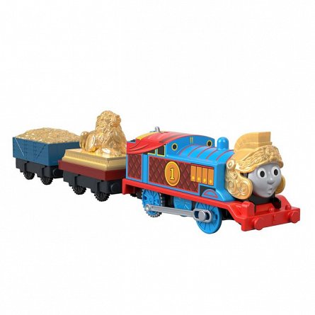 Locomotiva motorizata Thomas and Friends - Thomas in armura, cu 2 vagoane