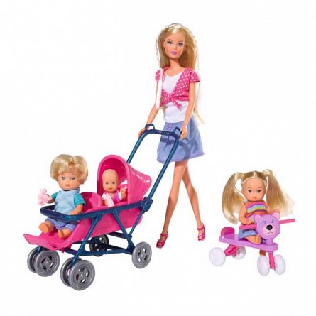 Papusa Steffi Love - Baby world, cu 3 bebelusi si accesorii
