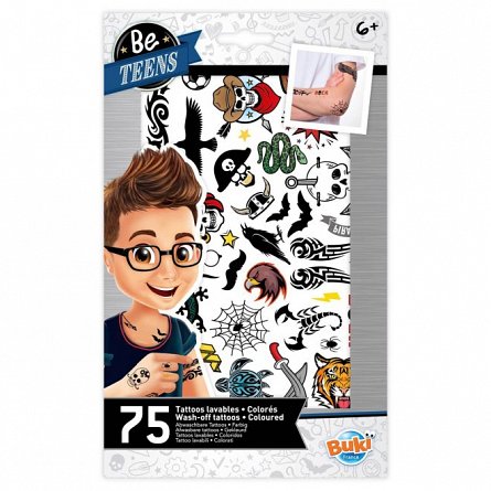 Tatuaje temporare, set 75 bucati, pentru baieti, Buki France
