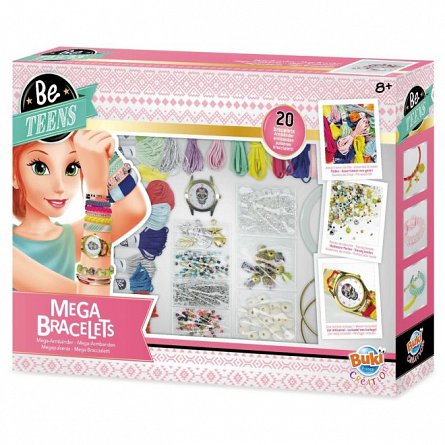 Mega kit pentru 20 bratari, Be Teens, Buki France, plus 8Y