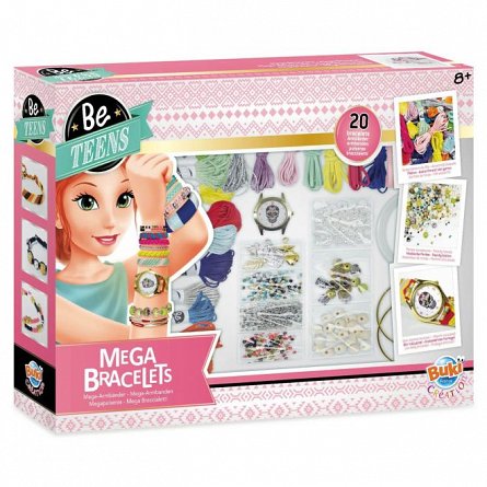 Mega kit pentru 20 bratari, Be Teens, Buki France, plus 8Y