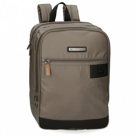 Rucsac laptop Pepe Jeans Bremen, 28 x 40 x 14 cm, 2 compartimente, 1 buzunar frontal, USB, bej