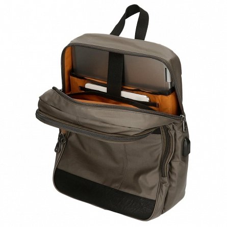 Rucsac laptop Pepe Jeans Bremen, 28 x 40 x 14 cm, 2 compartimente, 1 buzunar frontal, USB, bej
