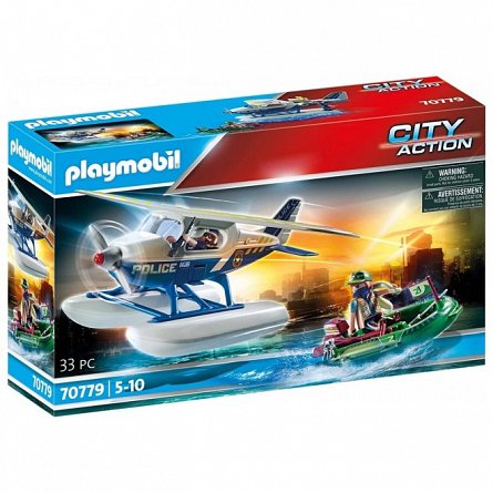 Playmobil City Action - Hidroavionul politiei si hot cu barca, 5 ani plus