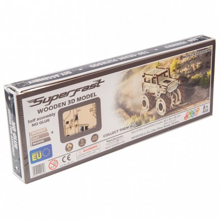 Puzzle mecanic din lemn, Wooden.City, Monster Truck 5 (Toyota J40), 64 piese