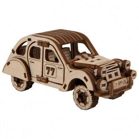 Puzzle mecanic din lemn, Wooden.City, Rally Car 2 (Citroen 2CV), 104 piese