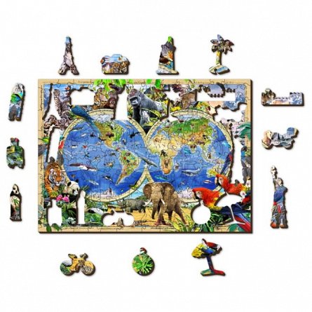 Puzzle din lemn, Wooden.City, Harta Regatului Animalelor M, 150 piese