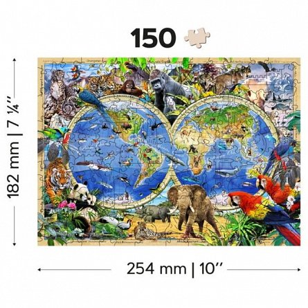 Puzzle din lemn, Wooden.City, Harta Regatului Animalelor M, 150 piese