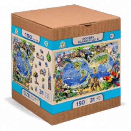 Puzzle din lemn, Wooden.City, Harta Regatului Animalelor M, 150 piese