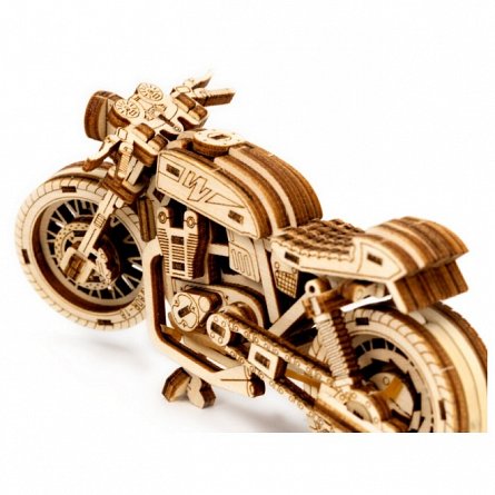 Puzzle mecanic din lemn, Wooden.City, Motocicleta Cafe Race, 85 piese